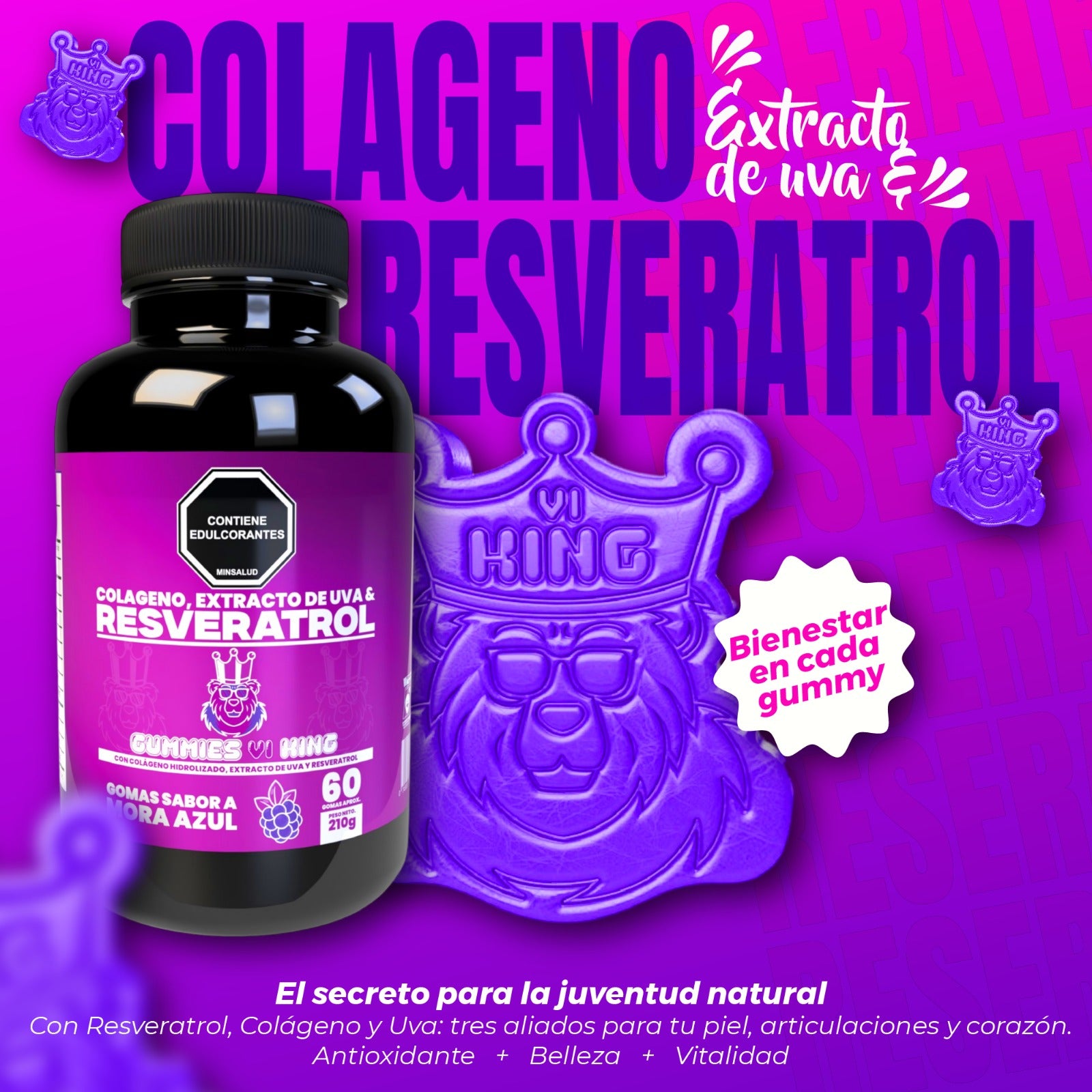 Resveratrol Gummies con Colágeno – bienestar, energía y belleza en una sola gomita 🎁 30% DCTO + obsequio