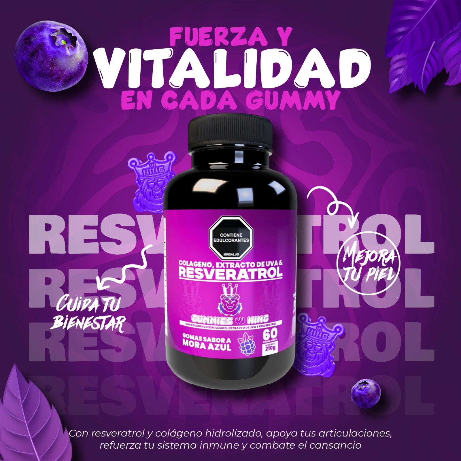 Resveratrol Gummies con Colágeno – bienestar, energía y belleza en una sola gomita 🎁 30% DCTO + obsequio